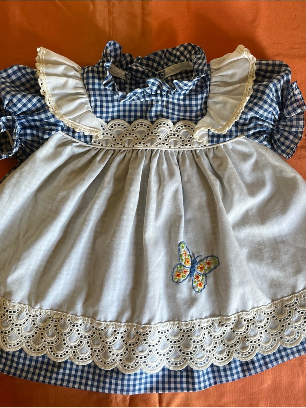 Sears Vintage Toddler Blue Gingham Dress Size L/27-32 pounds